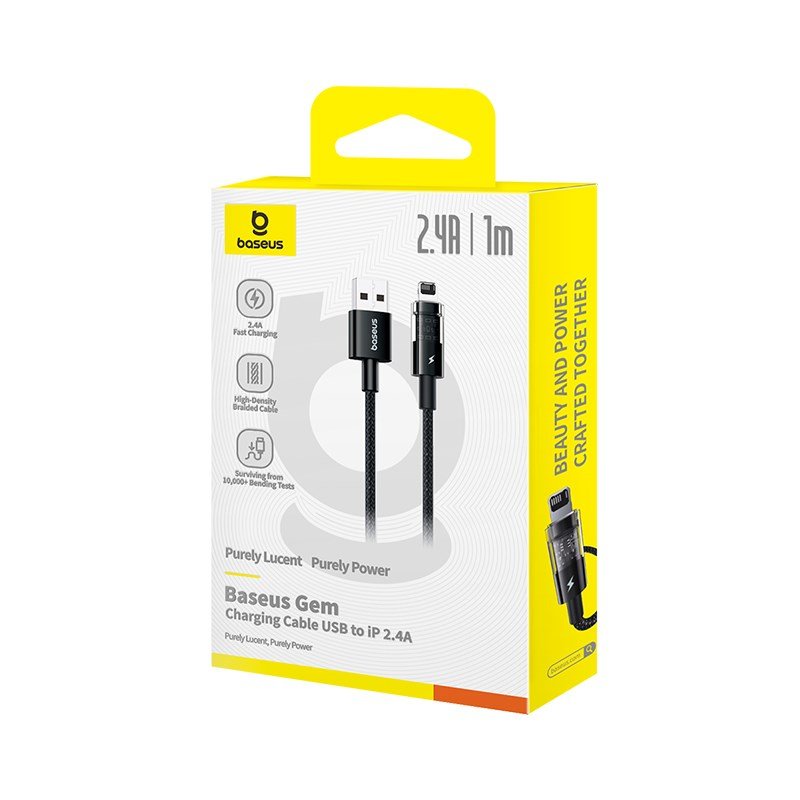 Baseus Gem USB til IP 2.4A hurtigopladningskabel 1 m Sort #6