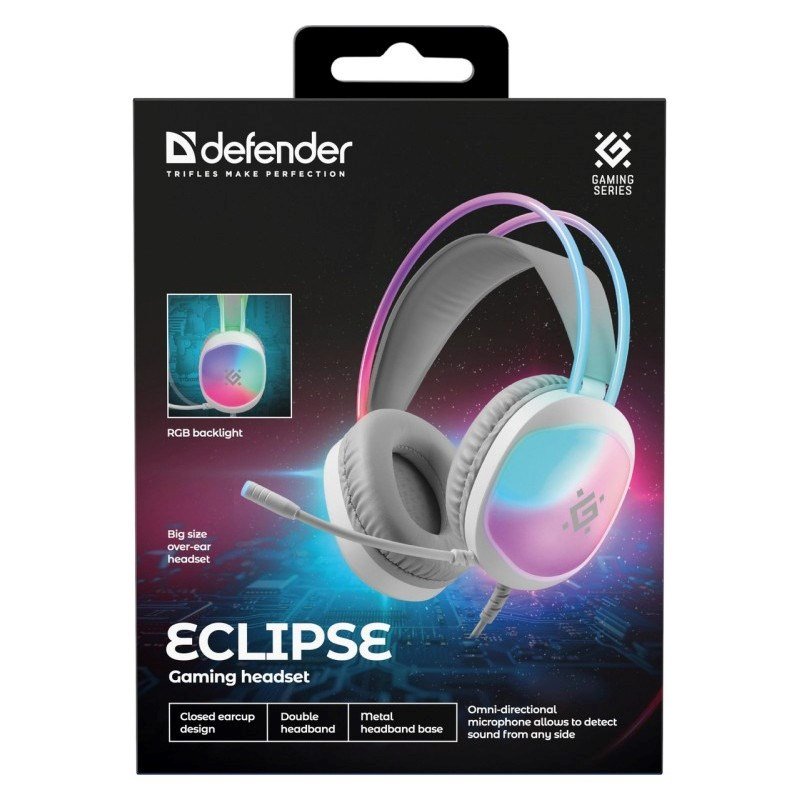 HEADPHONES DEFENDER ECLIPSE RGB WHITE #12