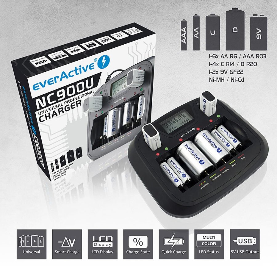 EverActive NC-900U universel Ni-MH-batterioplader #13