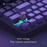 Dark Project ALU87B Celestial, G3MS Voidstone Switch, UK/DE/AT/ES/IT/FI/NO/SE/DK tastatur Spil USB QWERTZ Dansk, Engelsk, Tysk, Italiensk, Nordisk, Norsk, Spansk, Svensk, UK engelsk Lilla #16