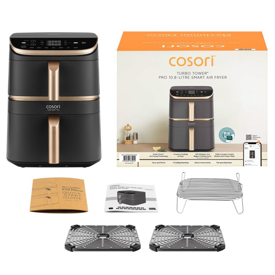 Cosori Turbo Tower Pro Smart Enkelt 10,8 L Enkeltstende 2630 W Varmluftsteger Sort, Guld #3