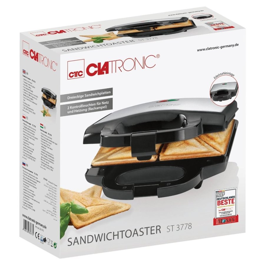 Clatronic ST 3778 sandwichtoaster 750 W Sort, Rustfrit stl #4