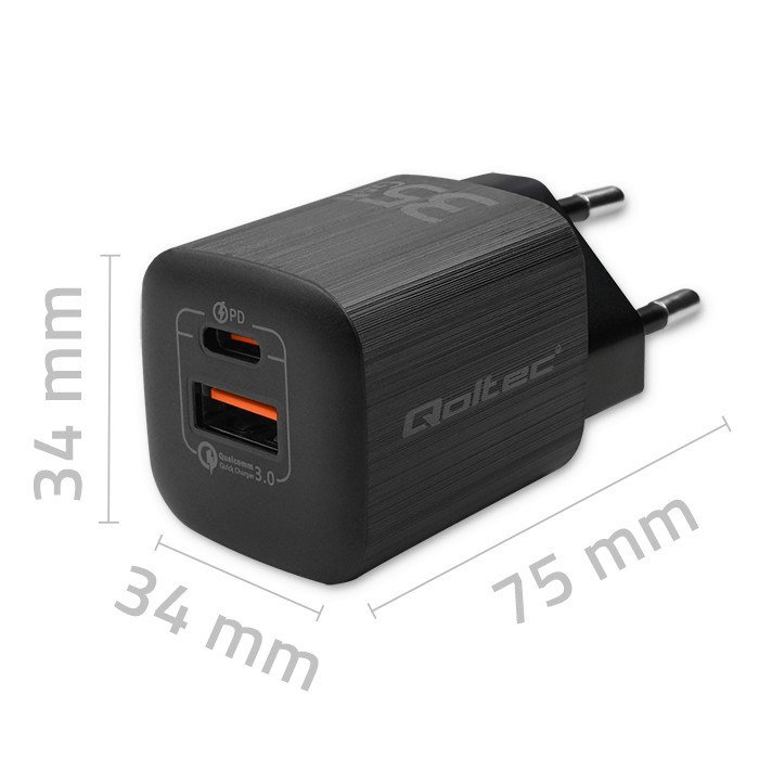 Qoltec 50764 oplader til mobil enhed Laptop, Brbar spillekonsol, Strmbank, Smartphone, SmartWatch, Tablet Sort Vekselstrm Hurtig opladning Indendrs #4
