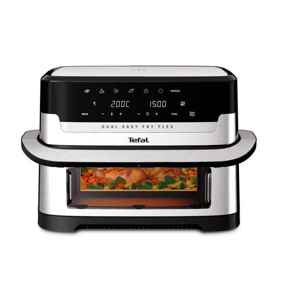 Tefal Dual Easy Fry Flex EY922D 9 L Enkeltst�ende Varmluftsteger Sort, Rustfrit st�l #2