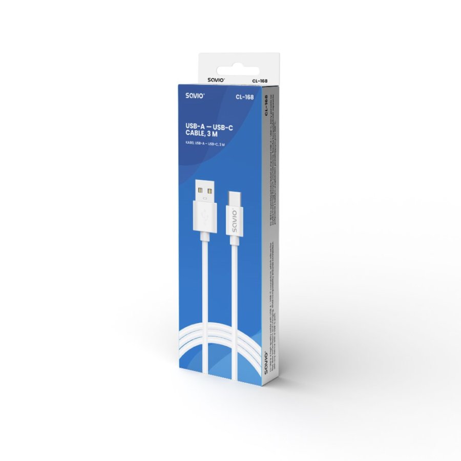USB-kabel 2 m USB 2.0, USB A - USB C Hvid SAVIO CL-168 #3