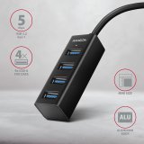 Axagon HUE-M1AL interface hub USB 3.2 Gen 1 (3.1 Gen 1) Type-A 5000 Mbit/s Sort #3