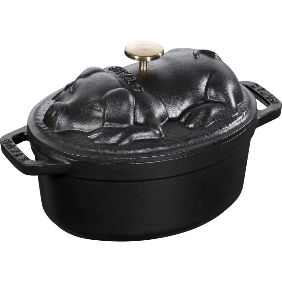 STAUB SPECIAL COCOTTE Cast iron pot oval pig 1 ltr, black #4