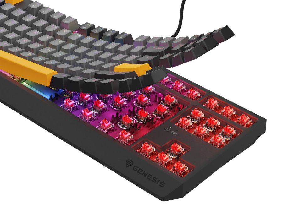 GENESIS Thor 230 TKL tastatur Spil USB + RF Wireless + Bluetooth QWERTY Sort, Gr, Orange #18