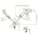 Desktop Swivel Mount for Two LCD Monitors Gas Spring #13