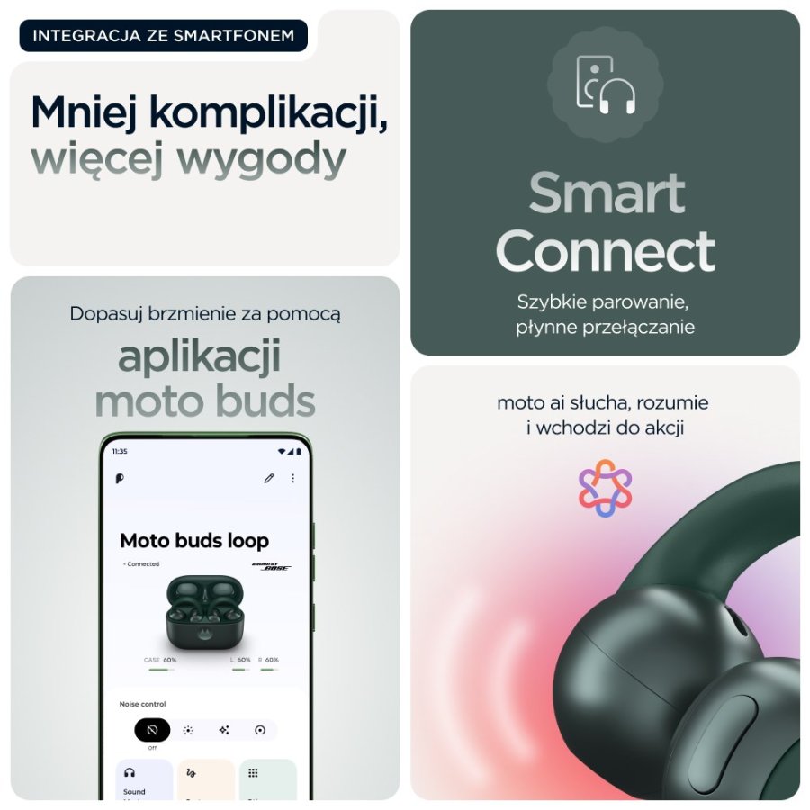 Motorola moto buds loop Headset Trdls rekrog Opkald/Musik/Sport/Hverdag Bluetooth Grn #12