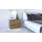 Topeshop S2 ARTISAN sengelampe & sengebord 2 skuffe(r) Egetr #2