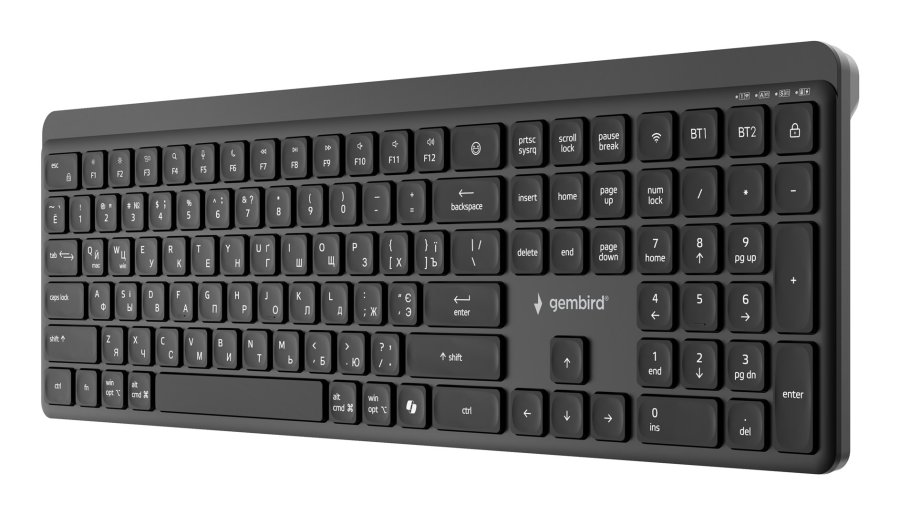 Gembird KB-WPS-03 tastatur Kontor RF tr�dl�s + Bluetooth QWERTY US International, Ukrainsk, Russisk Sort #5