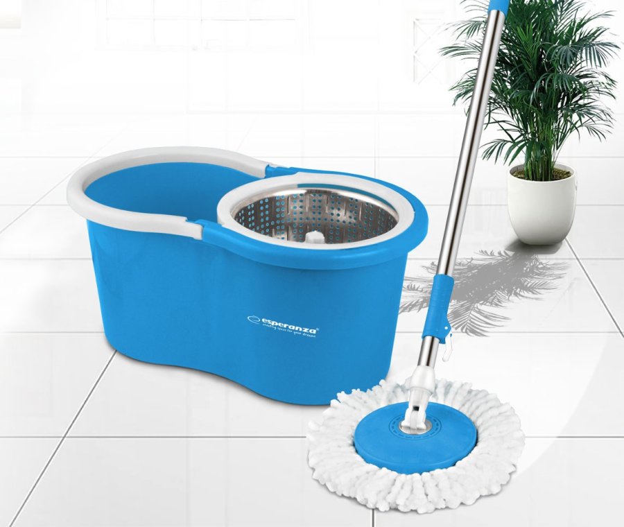 Mop with Bucket Esperanza EHS006 Bl Hvid Mikrofiber #2