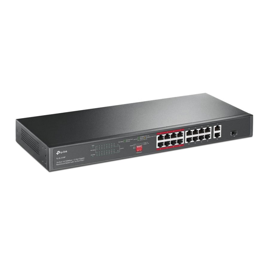 TP-Link TL-SL1218P netv�rksswitch Ikke administreret Gigabit Ethernet (10/100/1000) Str�m over Ethernet (PoE) 1U Sort #2