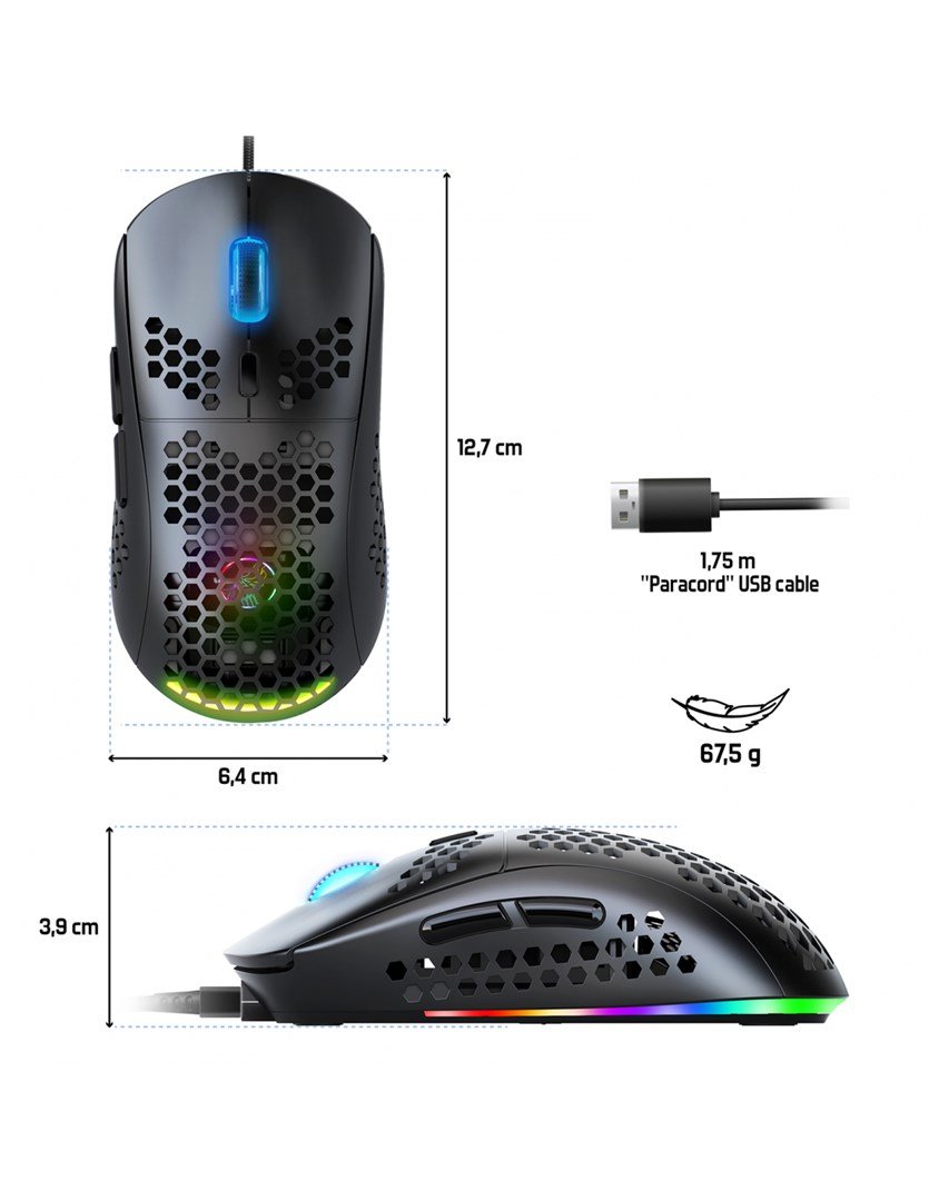 Spirit of Gamer PRO-M4 DARK mus Spil Hjre hnd USB Type-A Optisk 12800 dpi #4