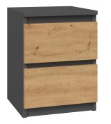 Topeshop M2 ANTRACYT/ARTISAN sengelampe & sengebord 2 skuffe(r) Anthracit, Egetr, Tr #1
