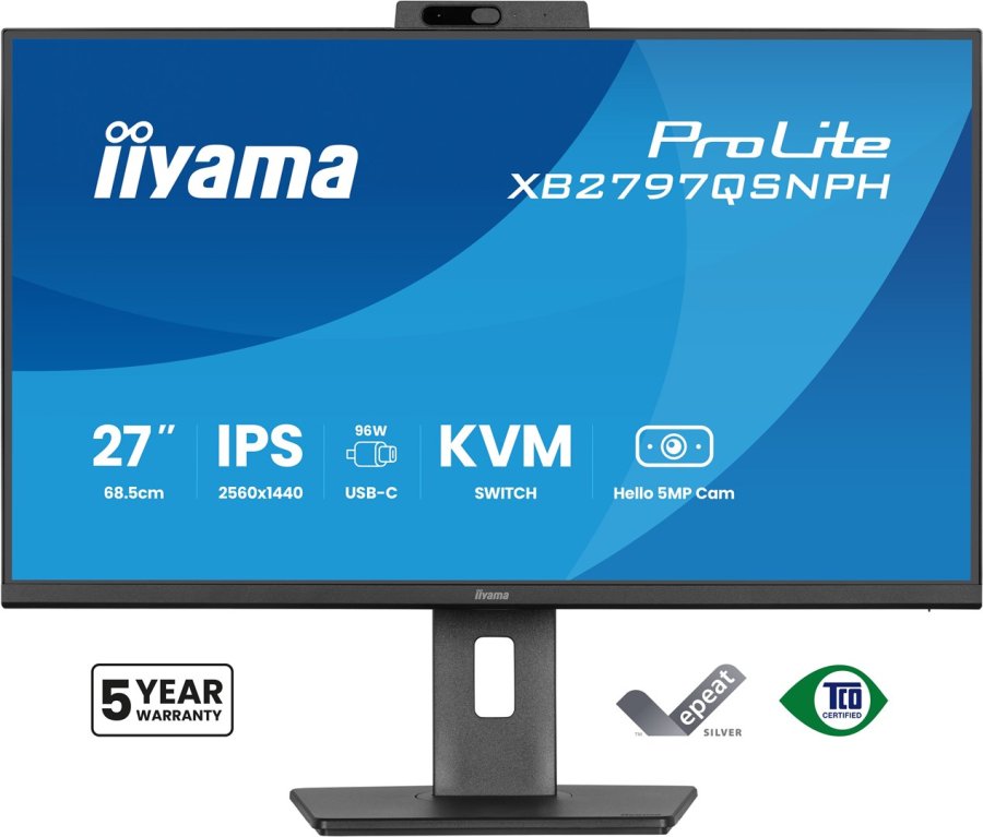 iiyama ProLite XB2797QSNPH-B1 27IN IPS LCD 4MS 2560X1440 350CD/M2 HDMI/DP/USB 2 computersk�rm 68,6 cm (27