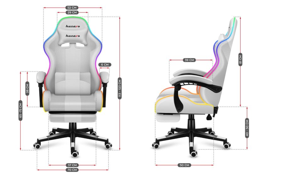 HUZARO FORCE 4.7 RGB White GAMING STOL #3