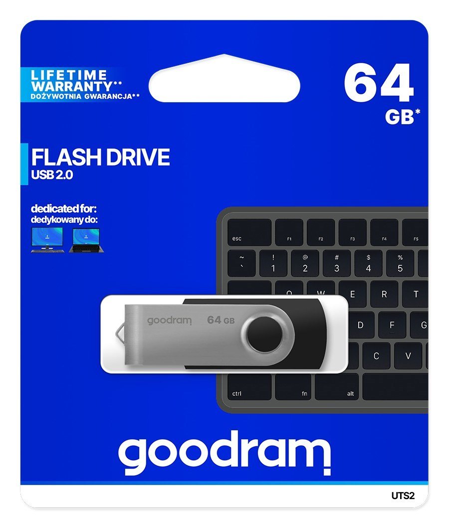 Goodram UTS2 USB-ngle 64 GB USB Type-A 2.0 Sort, Slv #5