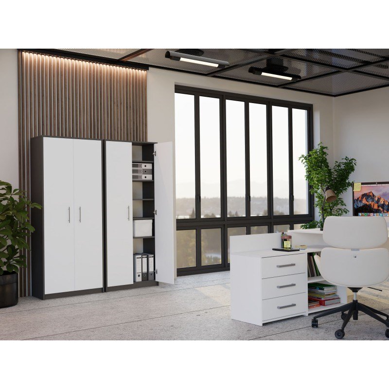 OLIV 2D ANTRACIT/HVID LUKKET REOL KOMPLET #4