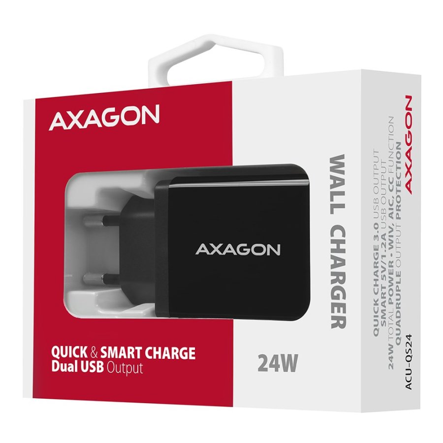 Axagon ACU-QS24 oplader til mobil enhed Smartphone Sort Vekselstrm Hurtig opladning Indendrs #4