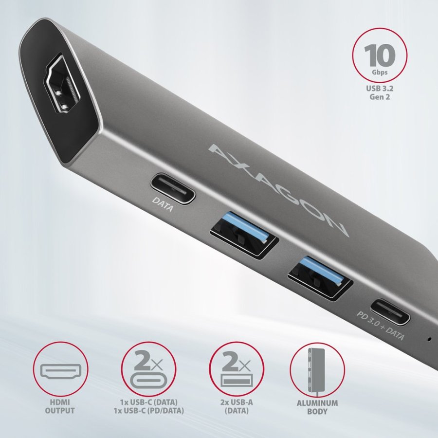 Axagon HMC-5G21 dockingstation Ledningsfrt USB 3.2 Gen 2 (3.1 Gen 2) Type-C Gr #2