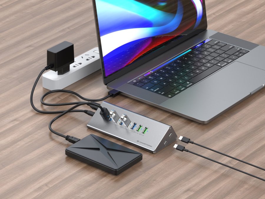 Conceptronic HUBBIES18G interface hub USB 3.2 Gen 1 (3.1 Gen 1) Type-B 5000 Mbit/s Gr� #6