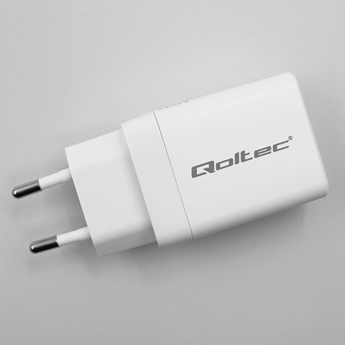 Qoltec 51825 GaN 45W oplader | 5-20V | 1.5-3A | 1 x USB-C PD | 1x USB QC 3.0 | Hvid #6