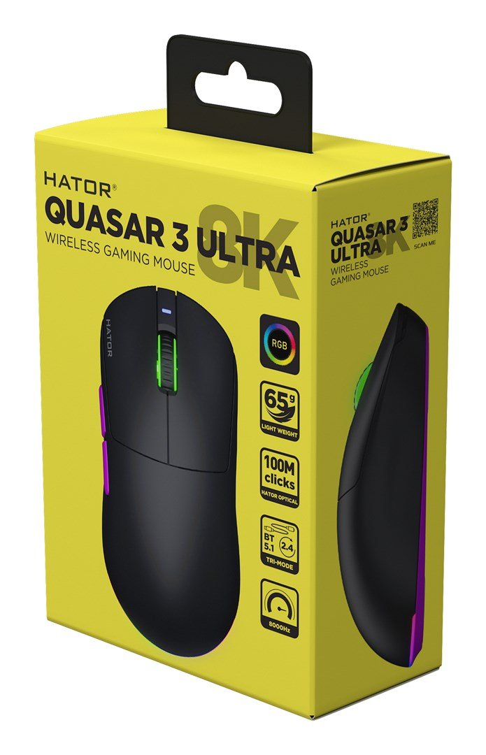 HATOR Quasar 3 Ultra 8K Wireless mus Spil Ambidextrous RF Wireless + Bluetooth + USB Type-A Optisk 30000 dpi #8