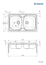 Vask DEANTE Tango ZM5_320N 2-kammer, stl 80x50 cm #7