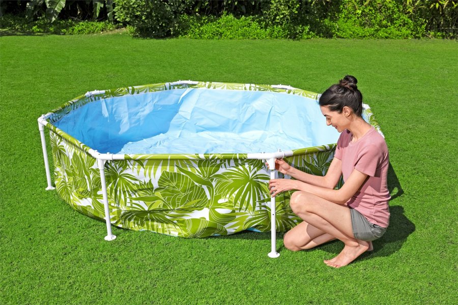 Bestway 56432 / 23 swimmingpool til over jorden Indrammet pool Rund 1688 L Bl�, Gr�n, Hvid #5