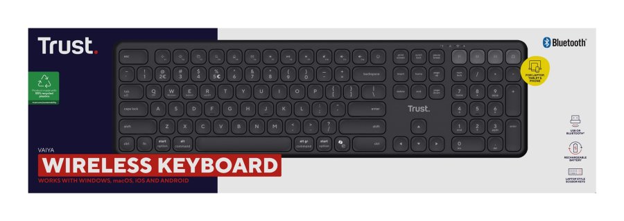 Trust Vaiya tastatur Universel USB + RF Wireless + Bluetooth US engelsk Sort #7