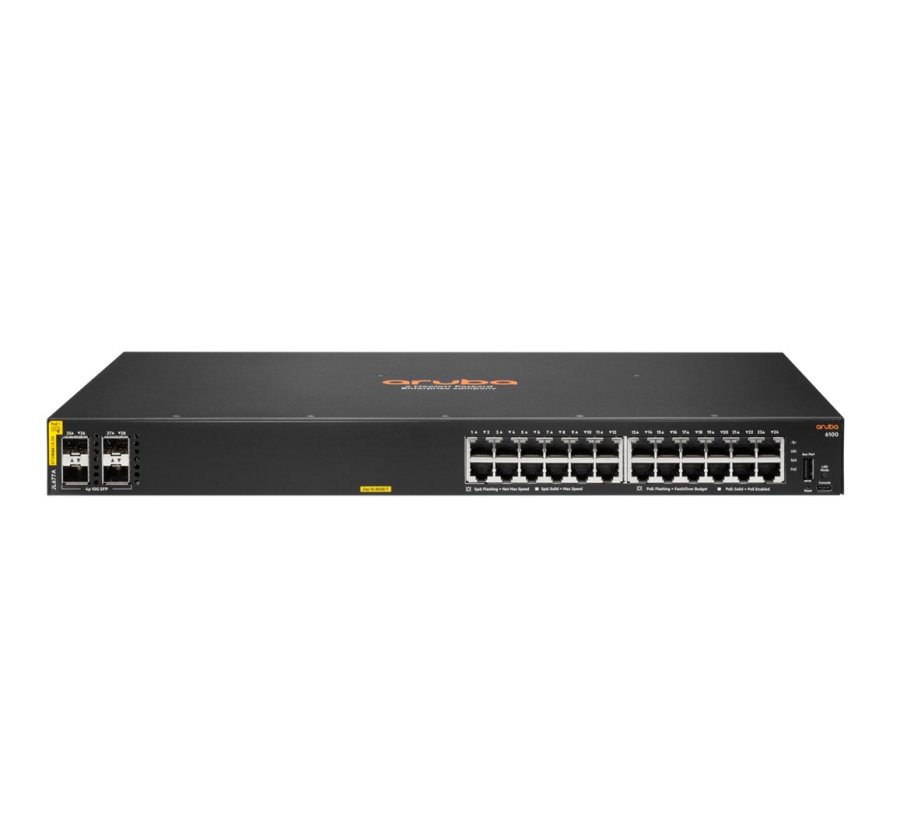 HPE Aruba Networking CX 6100 24G Class4 PoE 4SFP+ 370W Administreret L3 Gigabit Ethernet (10/100/1000) Strm over Ethernet (PoE) 1U Sort #1