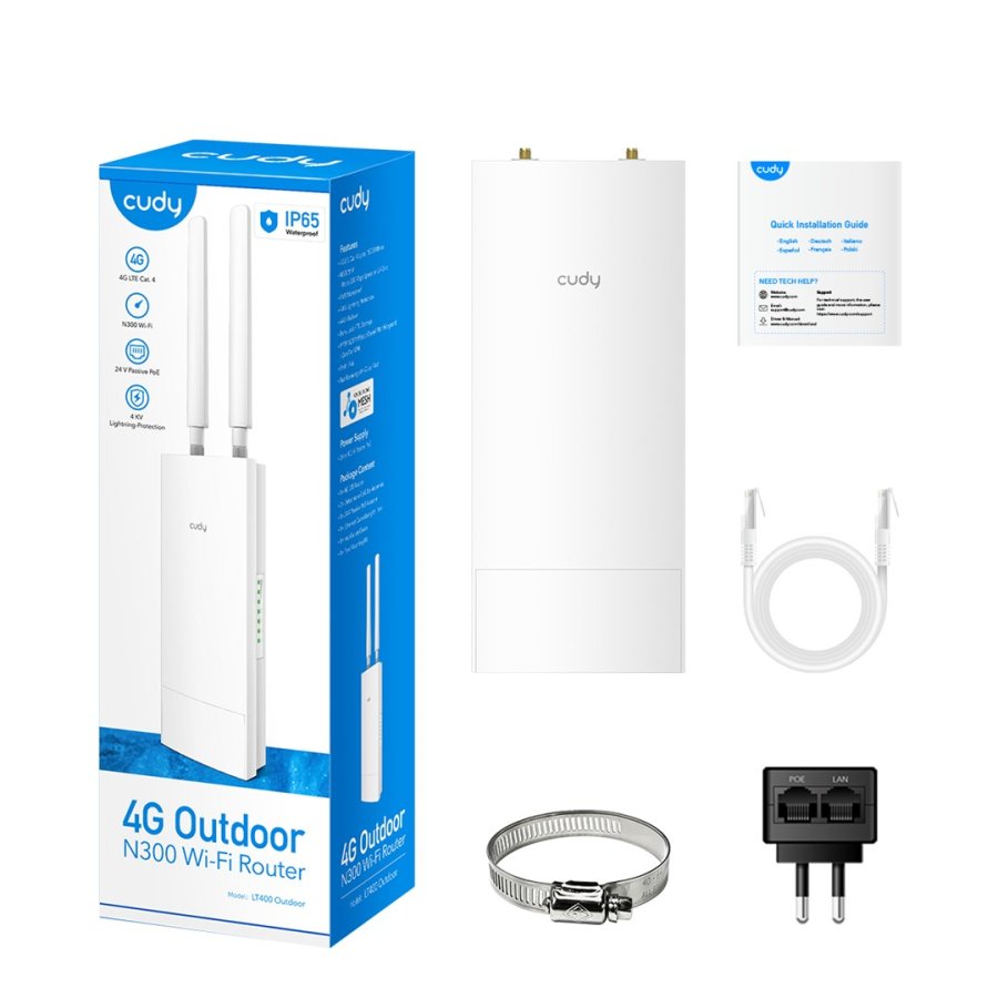 Cudy LT400 trdls router Hurtigt ethernet Enkelt band (2,4 GHz) 4G Hvid #6