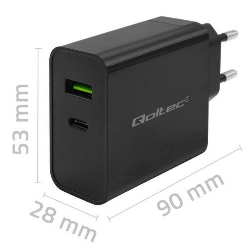 Qoltec 52378 oplader til mobil enhed Laptop, Brbar spillekonsol, Strmbank, Smartphone, SmartWatch, Tablet Sort Vekselstrm Hurtig opladning Indendrs #6