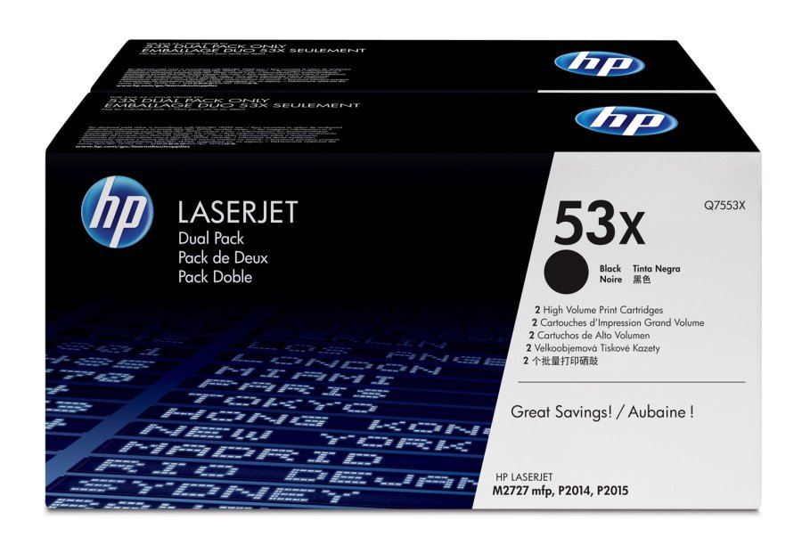 HP Originale 53X LaserJet-tonerpatroner med hj kapacitet, sort, 2-pak #1