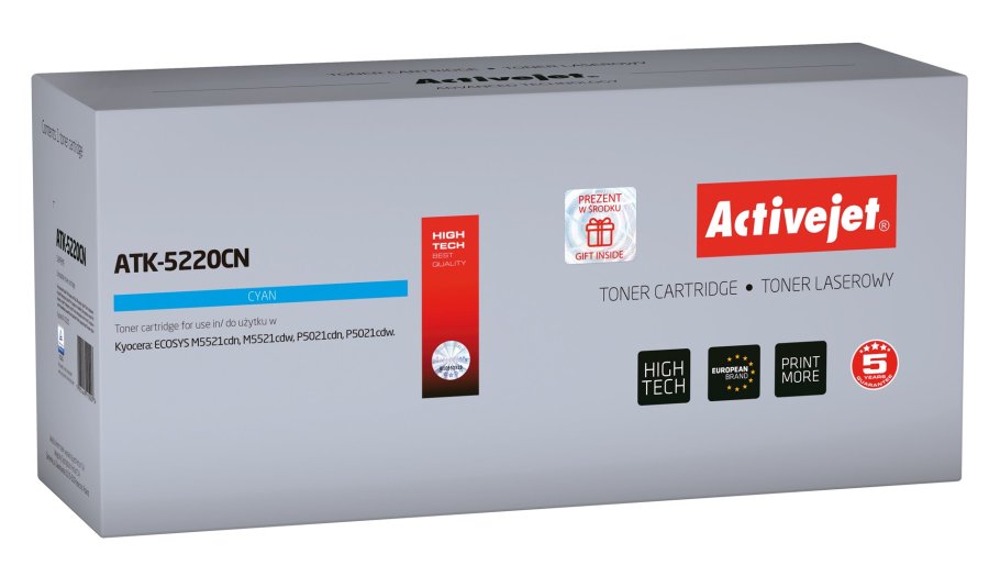 Activejet Tonerpatron ATK-5220CN (Kyocera erstatning TK-5220C; Supreme; 1200 sider; bl) #1