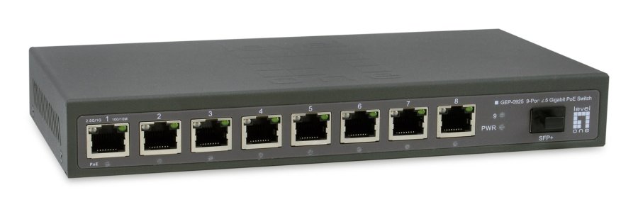 LevelOne GEP-0925 netv�rksswitch Ikke administreret 2.5G Ethernet (100/1000/2500) Str�m over Ethernet (PoE) Sort #1