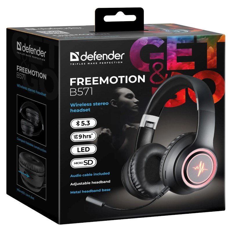 DEFENDER HOVEDTELEFONER FREEMOTION B571 SORT LED #10