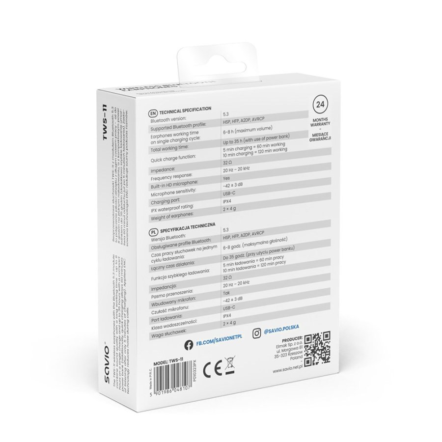 Bluetooth hovedtelefoner Savio TWS-11 Sort #8