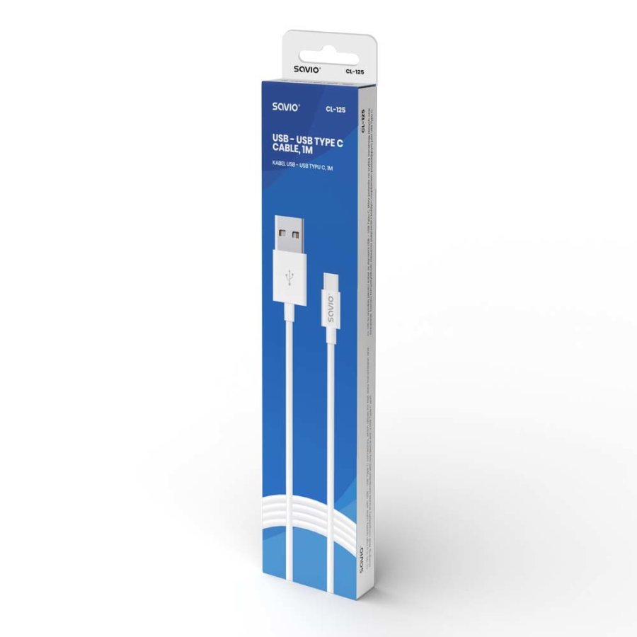 Savio CL-125 USB-kabel USB 2.0 1 m USB A USB C Hvid #3