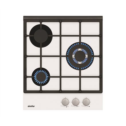 Simfer Hob H4.305.HGSBB Gas on glass, Number of burners/cooking zones 3, Rotary knobs, White #2