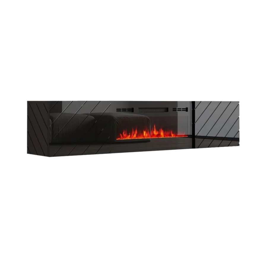 RTV LUXE-skab 182,6x34,5x37,5 sort/sort glans + sort pejs #1