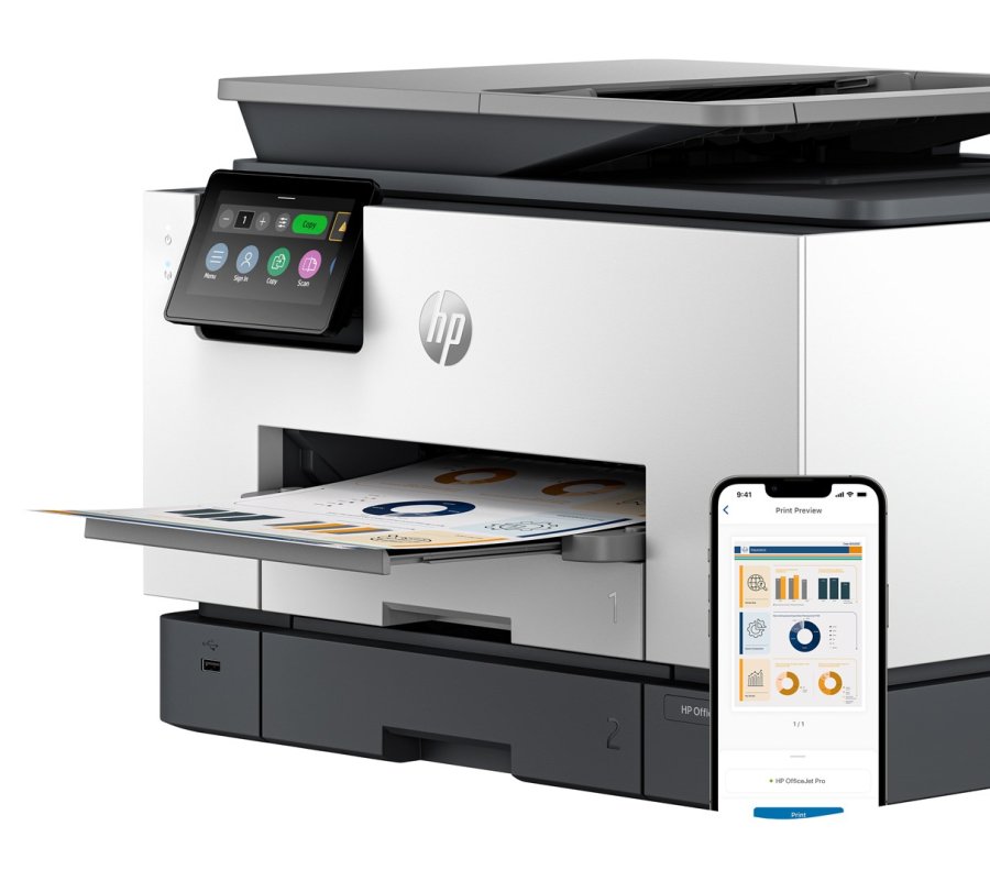 HP OfficeJet Pro 9130b Trdlst All-in-One Farve Printer, Tosidet print; Kopimaskine, scanner #9