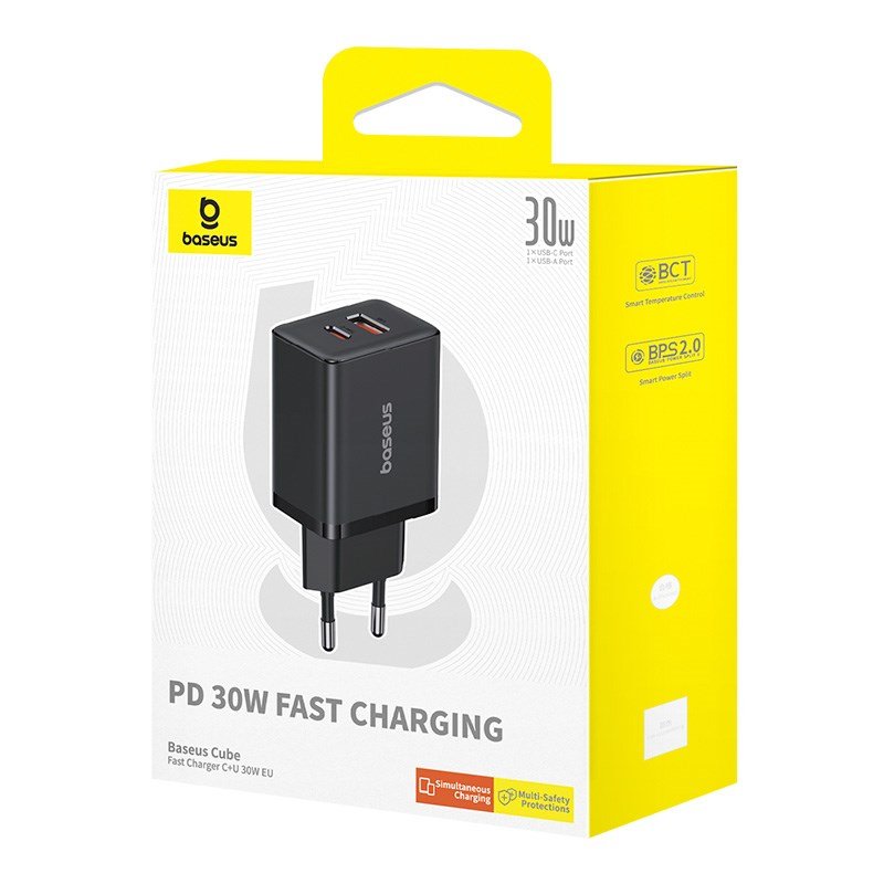 Baseus P10111404113-00 Cube USB-C / USB-A 30W netoplader Sort #3