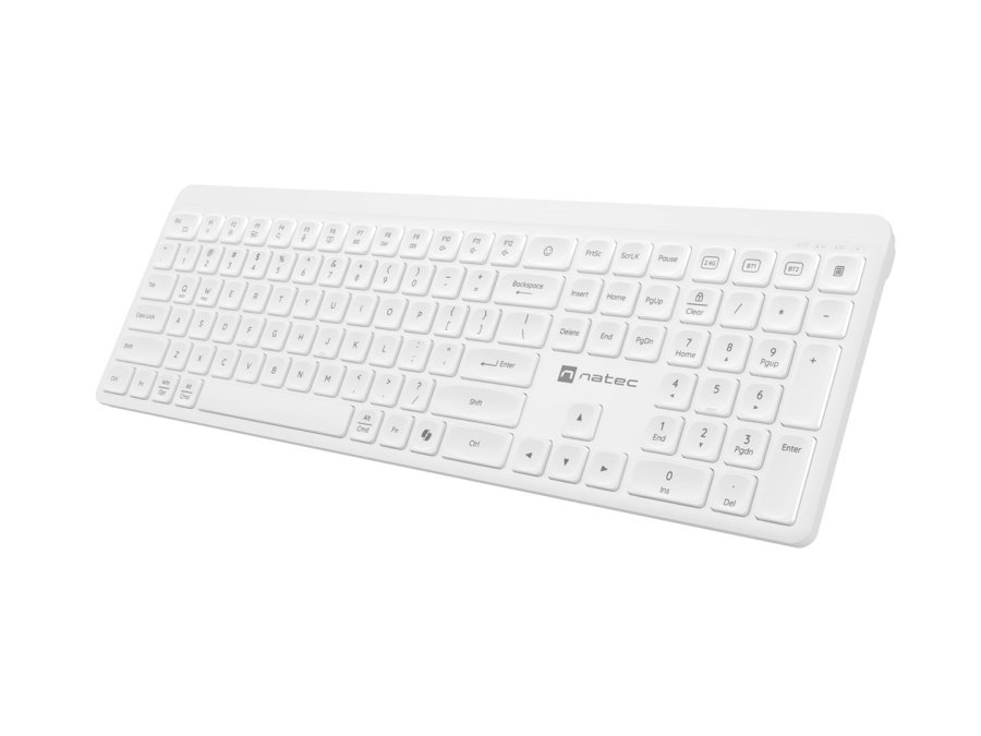 Natec Tang US tr�dl�st tastatur BT + 2,4 GHz lydsvagt Slim hvidt #5