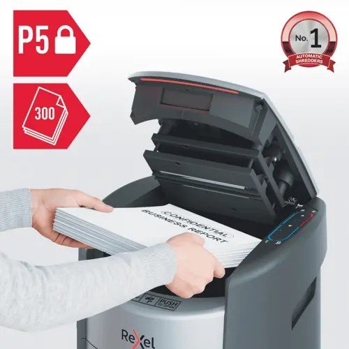 Rexel ShredMax AutoFeed+ 300M papirmakulator, P5, 300 ark, 25 l affaldsbeholder #2