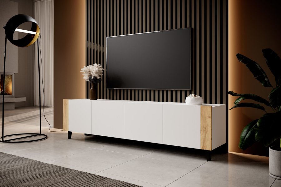 RTV-skab FARO 200x42x52 hvidt mat + egetr #3