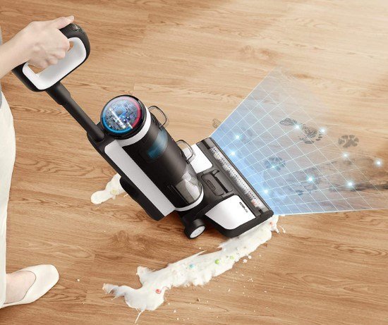 Tineco FLOOR ONE S3 2-i-1 stangstvsuger Batteri Tr&vd Vand Posels Bl, Hvid #3