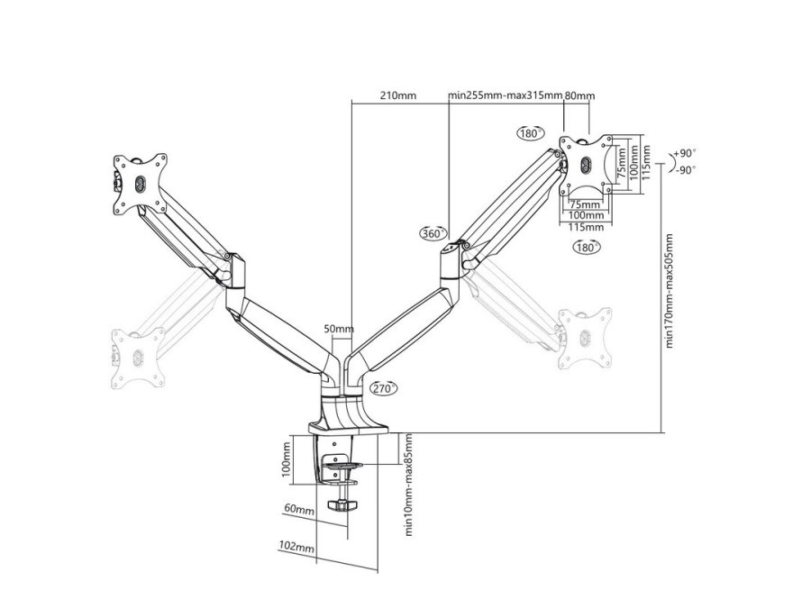 Multibrackets 3286 skrmbeslag og -stativer 68,6 cm (27